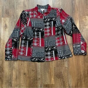 Christopher & Banks Red/Black/White Blazer Womens XL Blazer Pockets Full Zip